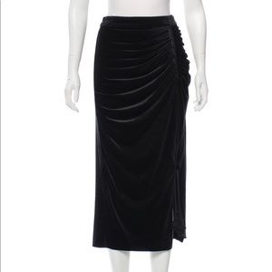 Rebecca Minkoff velvet ruched midi skirt NWT